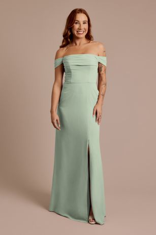 Celebrate DB Studio Chiffon Off-the-Shoulder Draped Dress